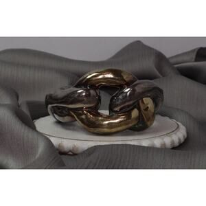 Vintage GLW LGW 925 & Gold Vermeil Wrapped Cuff Bracelet 72.1G / 7in